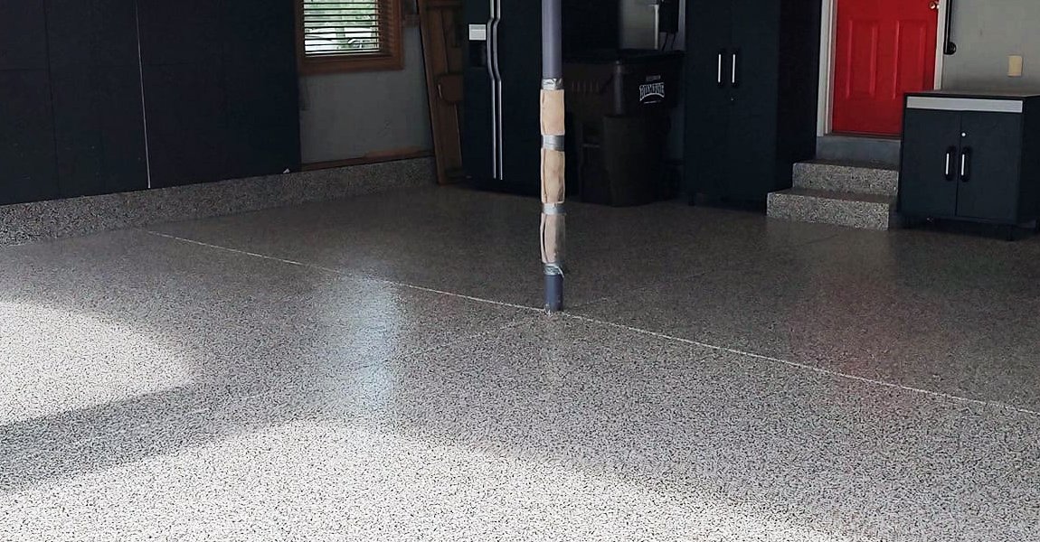 Completed epoxy basement floor in Delaware, OH