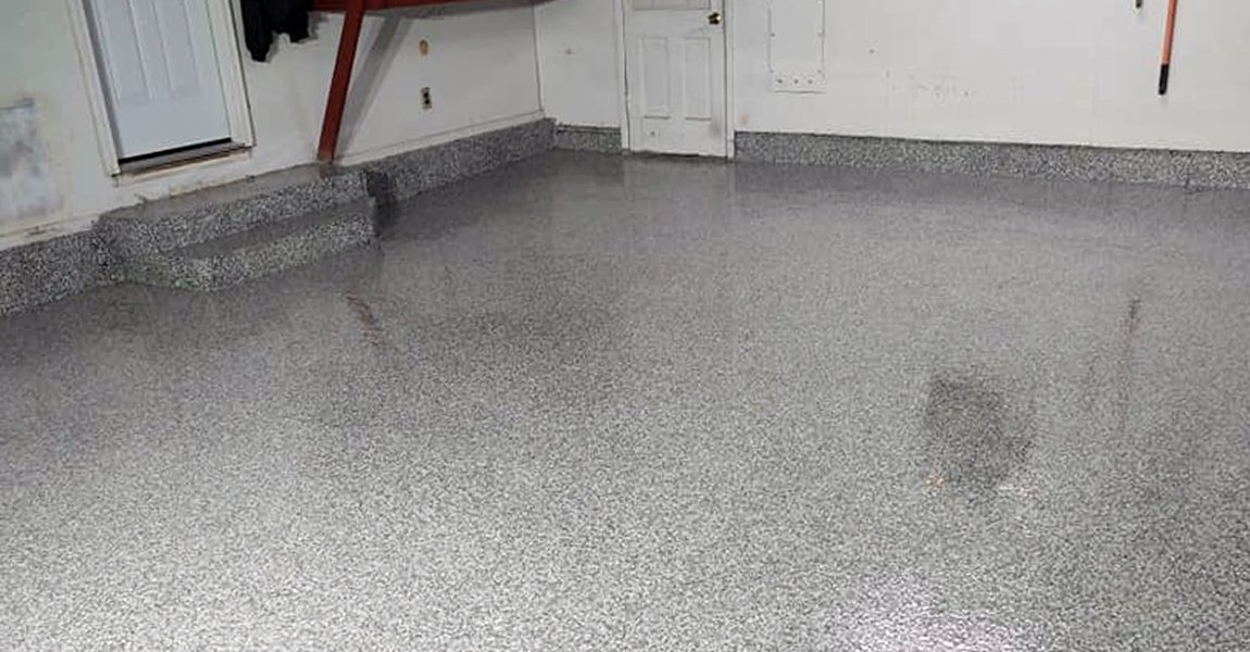 Completed epoxy basement floor in Delaware, OH