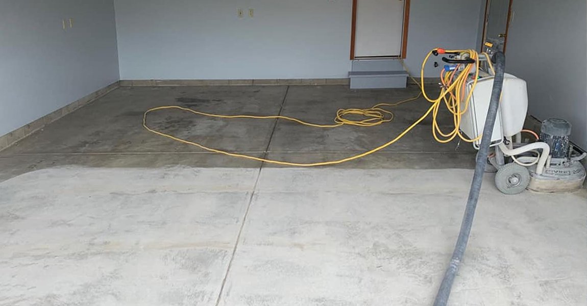 Basement floor before epoxy coating in Delaware, OH