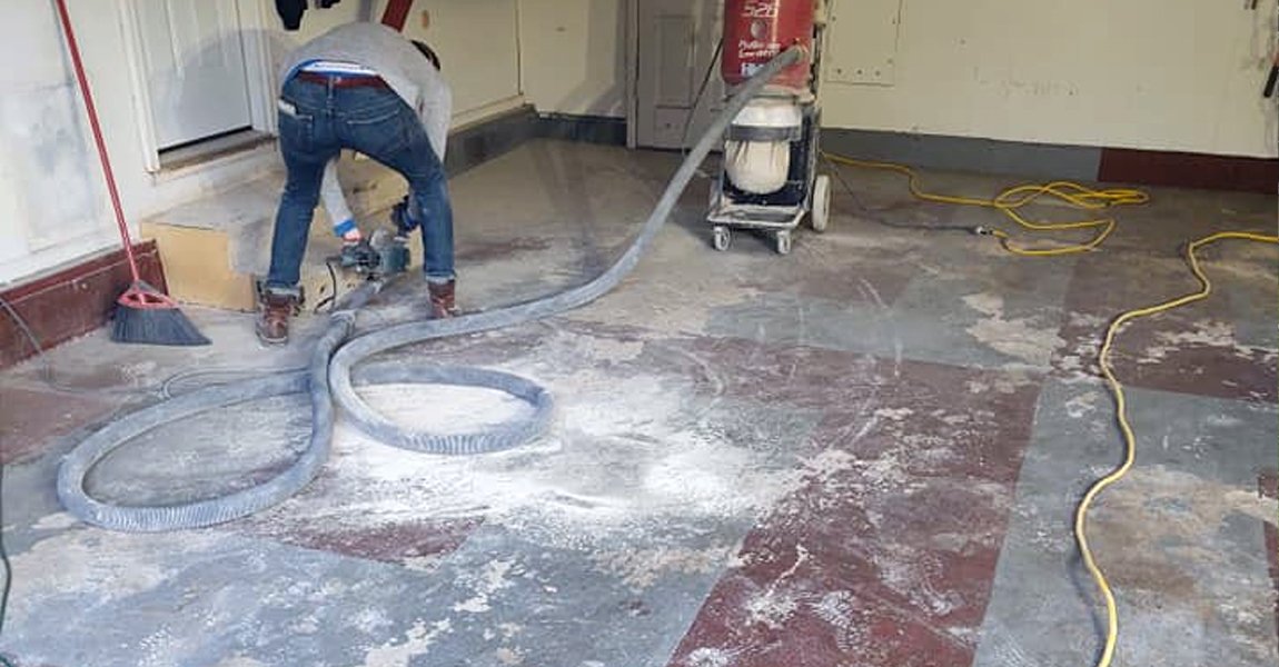 Basement floor before epoxy coating in Delaware, OH