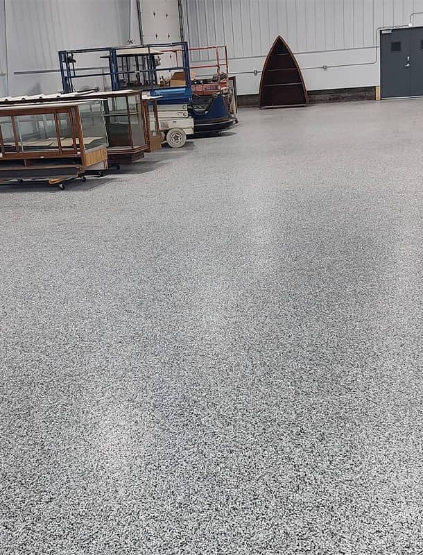Commercial epoxy floor coating in a Columbus, OH warehouse