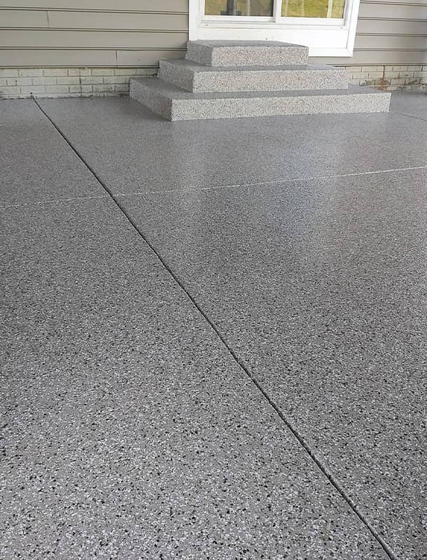 Decorative concrete coating on an outdoor patio in Westerville, OH