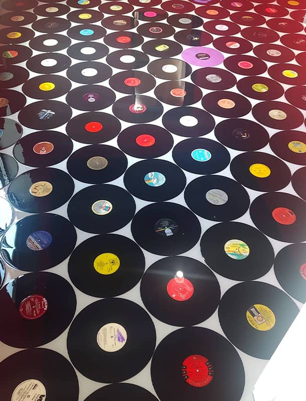 Custom epoxy floor design for a records room in Ohio